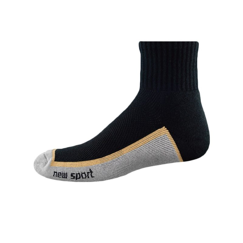 Multiple pairs of discounts new sport Bamboo Charcoal Technology [Black Gray Gold] Bamboo Charcoal Yarn Antibacterial Deodorant Socks - ถุงเท้า - ผ้าฝ้าย/ผ้าลินิน สีดำ