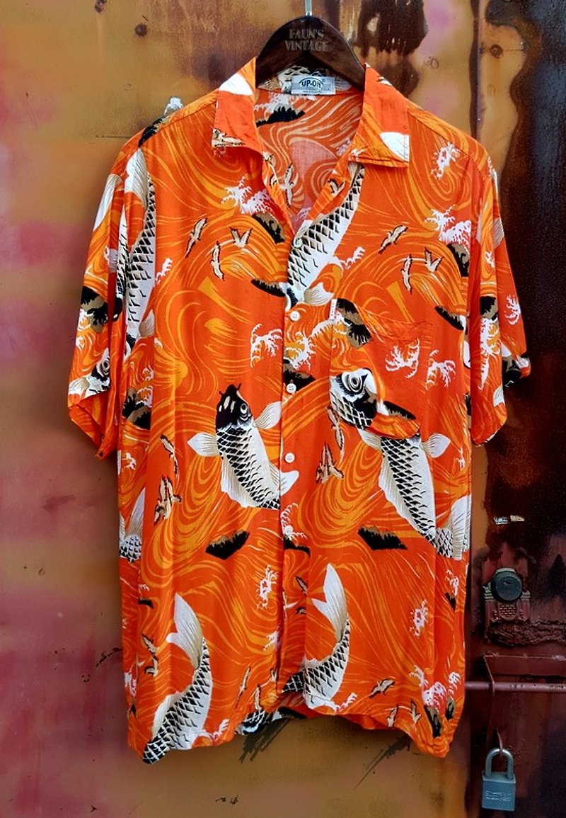 小龜葛葛 - 日本 鯉魚躍龍門 阿囉哈古著襯衫 - 男裝 恤衫 - 其他材質 