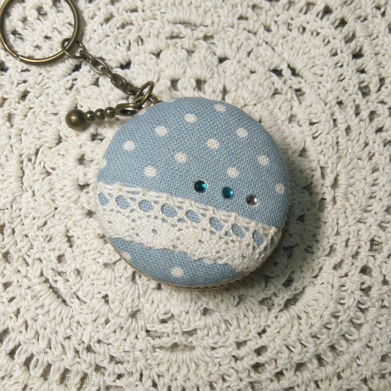 Chomii. Macaron CHARM zipper coin purse jewelry box blue Shuiyu - พวงกุญแจ - ผ้าฝ้าย/ผ้าลินิน สีน้ำเงิน