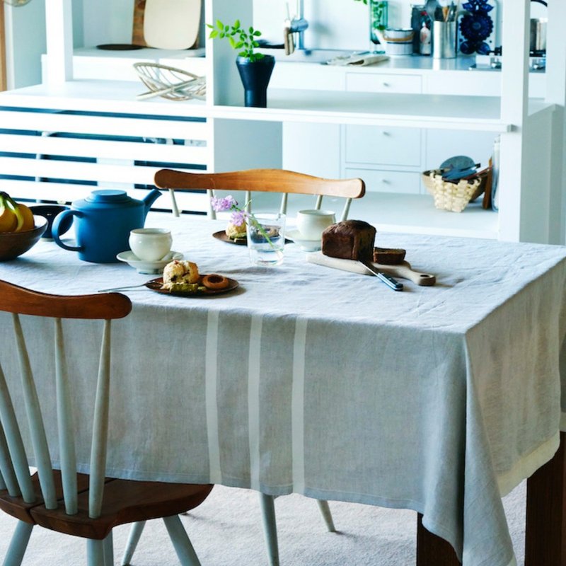 USVA thin linen blanket/table towel (white) - ผ้ารองโต๊ะ/ของตกแต่ง - ผ้าฝ้าย/ผ้าลินิน ขาว