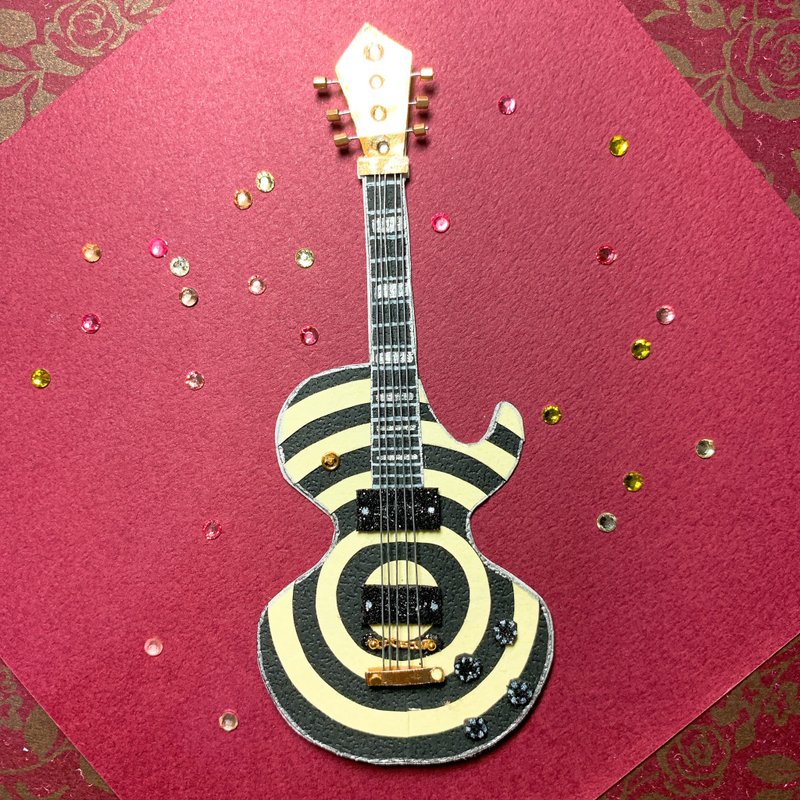 【客製配件】金屬感吉他(下單前請討論) - 卡片/明信片 - 紙 卡其色