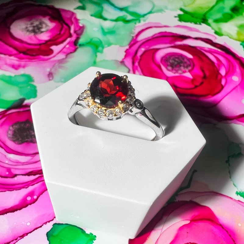 wine red Stone ring - General Rings - Crystal Red