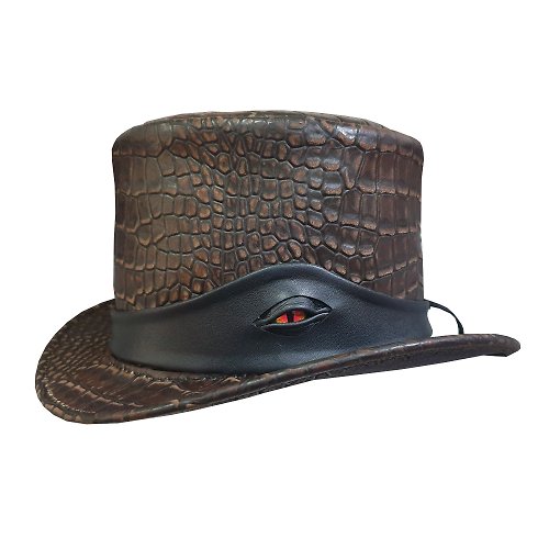Wallets And Hats 4 U Crocodile Eye Band Leather Top Hat