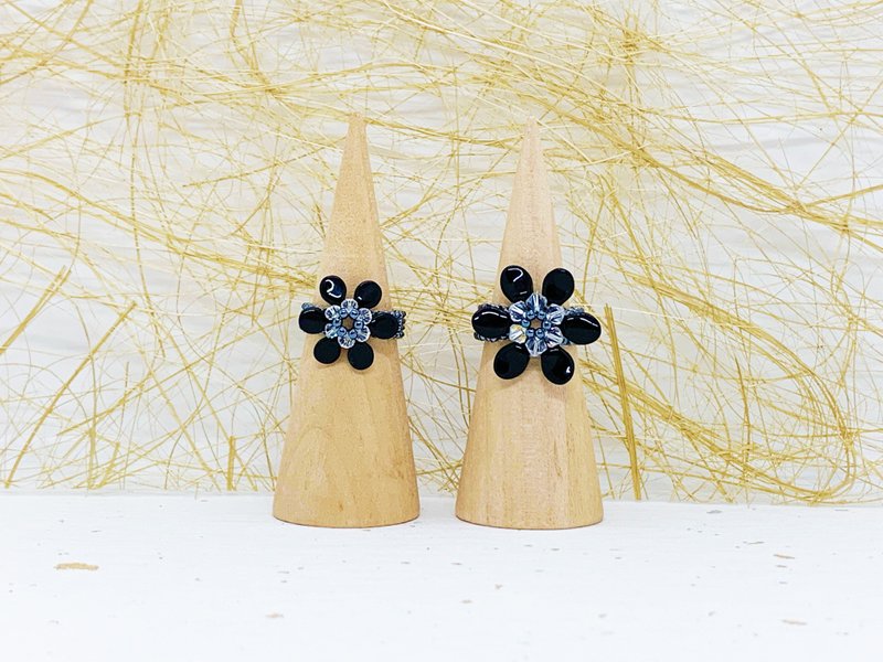 Beaded Ring/Weaving Bead Series-Hua Yan (Black) - General Rings - Crystal Black