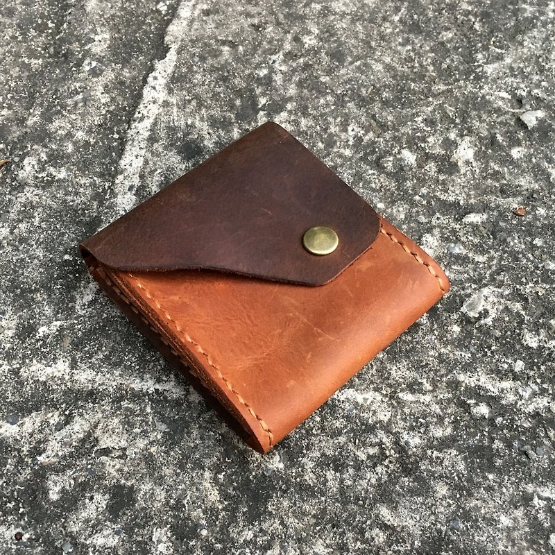 【U6.JP6 Handmade Leather Goods】-Hand-stitched. Coin purse/Universal bag (for men and women) - กระเป๋าใส่เหรียญ - หนังแท้ สีนำ้ตาล