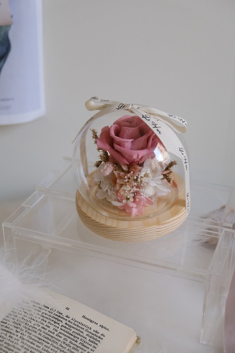 クラウドパウダー - 永遠の花のグラスブーケ - ドライフラワー・ブーケ - 寄せ植え・花 ピンク