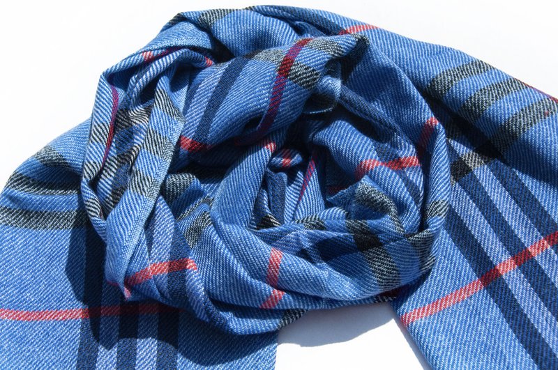 Kashmir Cashmere Knit Scarf | Pure Wool Scarf | Handwoven Scarf | Woven Scarf - Ocean - ผ้าพันคอถัก - ขนแกะ สีน้ำเงิน