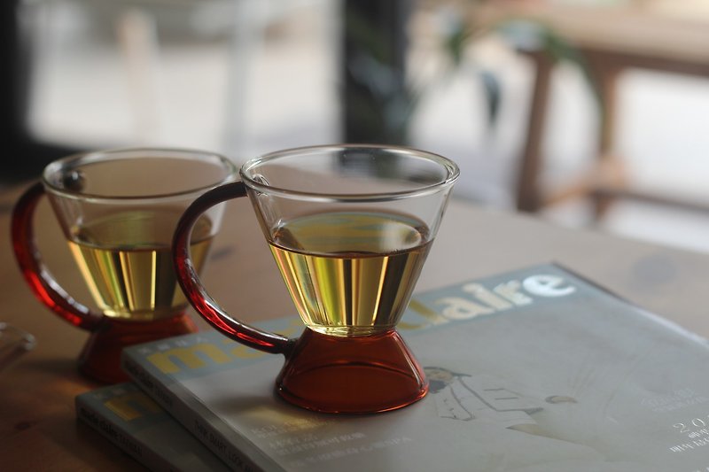 英式下午茶耐熱玻璃琥珀色茶杯 一入 - 茶具/茶杯 - 玻璃 橘色