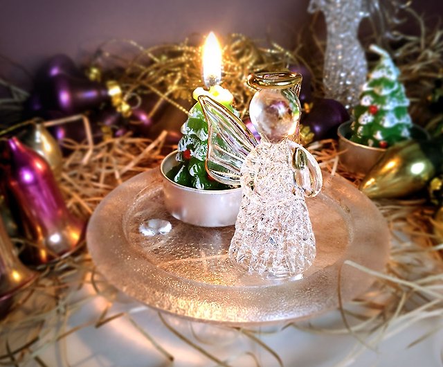プレゼント交換 手作りガラスエンジェルクリスマスキャンドルホルダーでキャンドルを追加できます ショップ Chienkeng キャンドル 燭台 Pinkoi