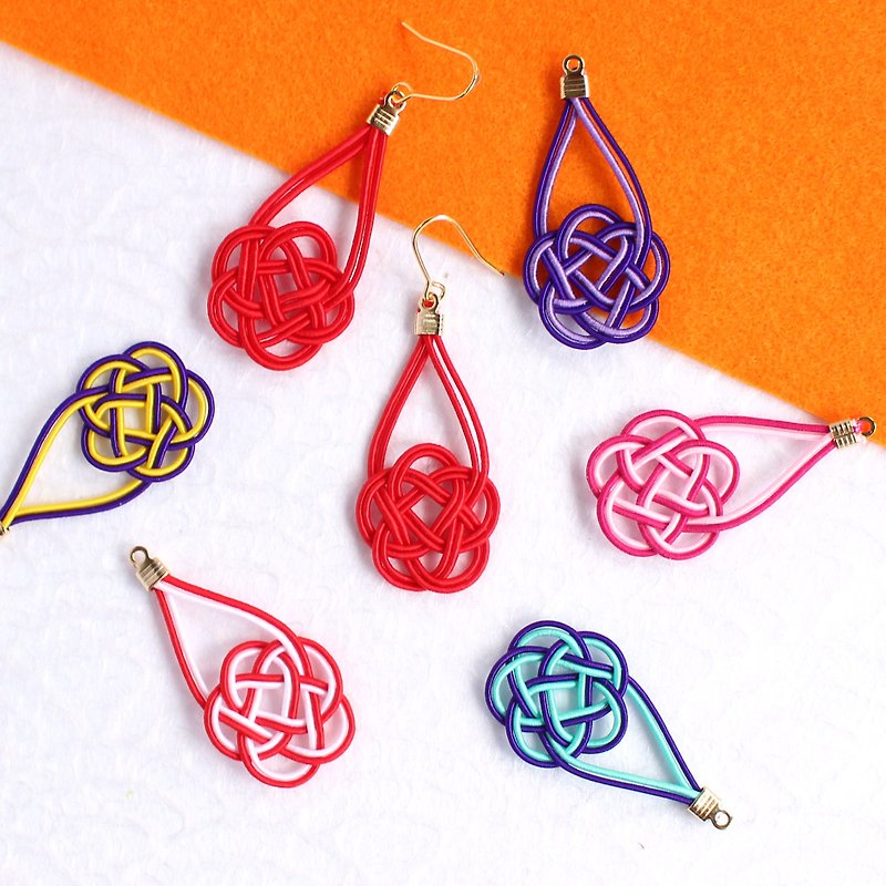 japanese style pierce earring / ear clip /mizuhiki / accessory / flower - Earrings & Clip-ons - Silk Multicolor