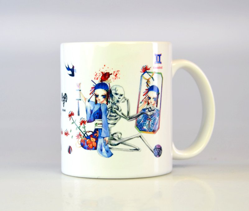 Tiger Sheep - Gemini / 12 Constellation Illustration Mug - Mugs - Porcelain White