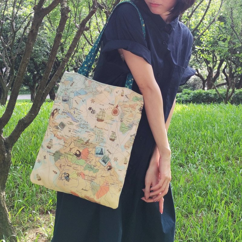 STEPHY Map Hand-painted Zipper Canvas Bag/Canvas Tote Bag/shopping Tote - Messenger Bags & Sling Bags - Cotton & Hemp 