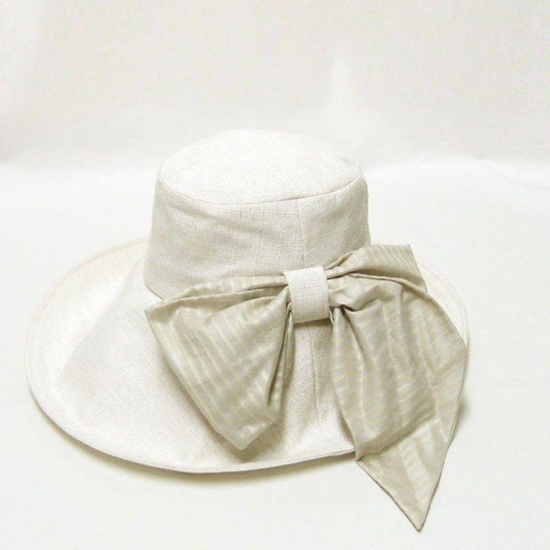 Capellin hat that can arrange scarf ribbon 【PL1222】 collar broad hat actress cap - Hats & Caps - Cotton & Hemp Khaki