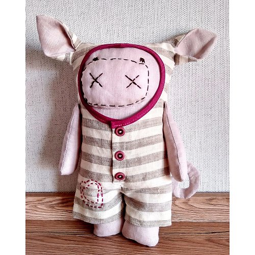 Anelle Toys Pig soft linen toy, Gift for kid