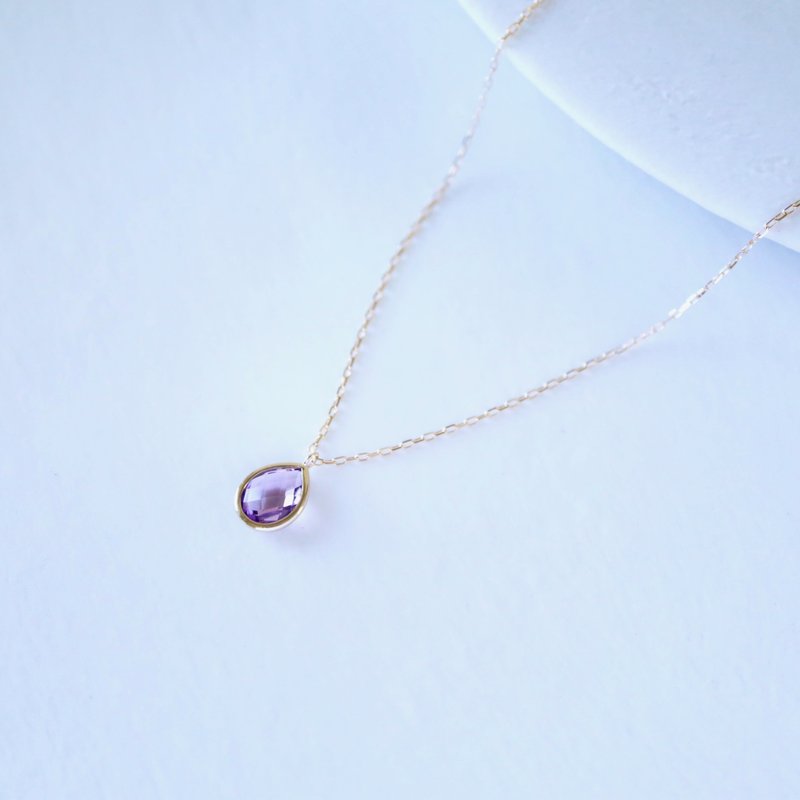 K10  Necklace　Pear shaped Rose amesyst - สร้อยคอ - เครื่องเพชรพลอย สีม่วง