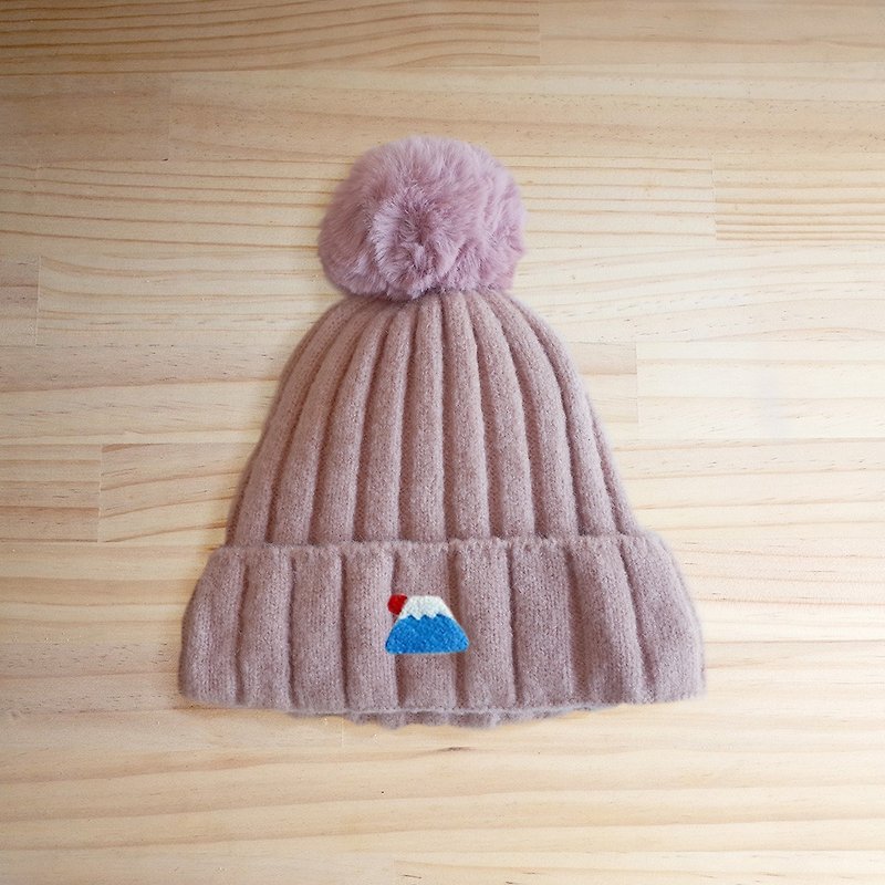 【Q-cute】毛帽系列-富士山球球帽 - 帽子 - 棉．麻 多色