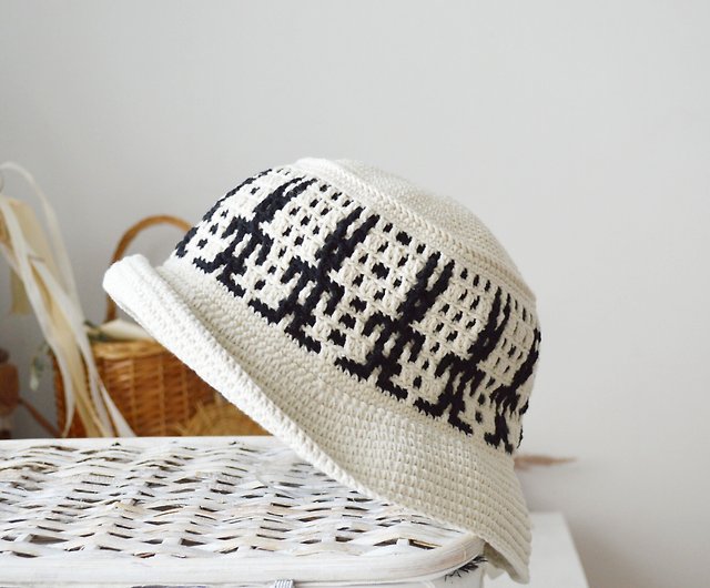 Crochet bad bunny bucket hat men women outfit Custom knit ivory fisherman  hat - Shop CrochetedDesignHM Hats & Caps - Pinkoi