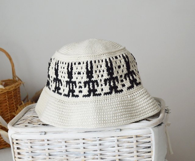 Crochet bad bunny bucket hat men women outfit Custom knit ivory fisherman  hat - Shop CrochetedDesignHM Hats & Caps - Pinkoi