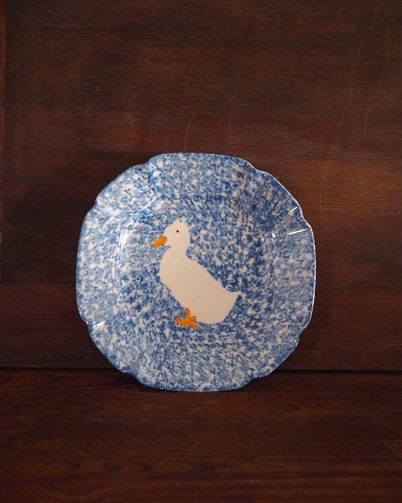 Cute Duckle Hand painted Plate (Small) (Not Used) (JS) - Small Plates & Saucers - Porcelain Blue
