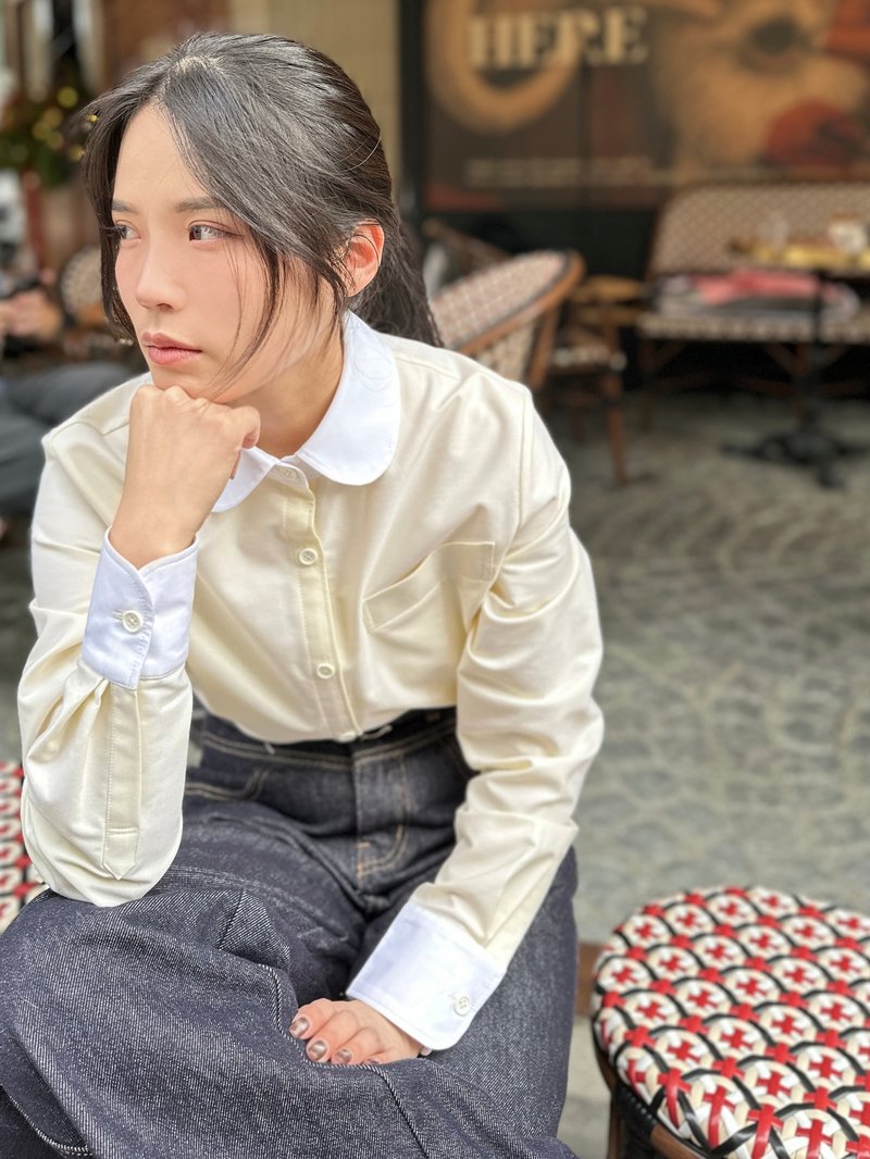 レディースライトイエローシャツ- Butter - シャツ・ブラウス - コットン・麻 イエロー