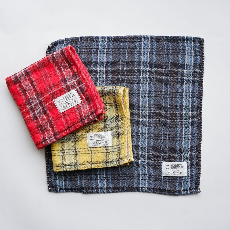 [kontex] Imabari colorful plaid cotton square scarf (33x36cm, three colors available) - Towels - Cotton & Hemp Multicolor