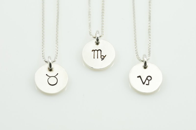 Constellation small tag necklace-earth sign (one piece) - สร้อยคอ - เงิน สีเทา