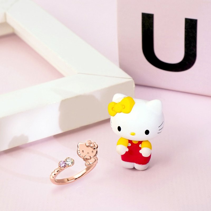 Small Gift for U系列-Hello Kitty 凱蒂貓禮物純銀戒指 - 戒指 - 純銀 粉紅色