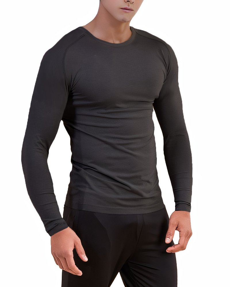 Japanese Bronze Sunscreen Instant Cooling and Quick Drying CUE166 Long Sleeve Stone Black - Men's Sportswear Tops - Other Man-Made Fibers Multicolor