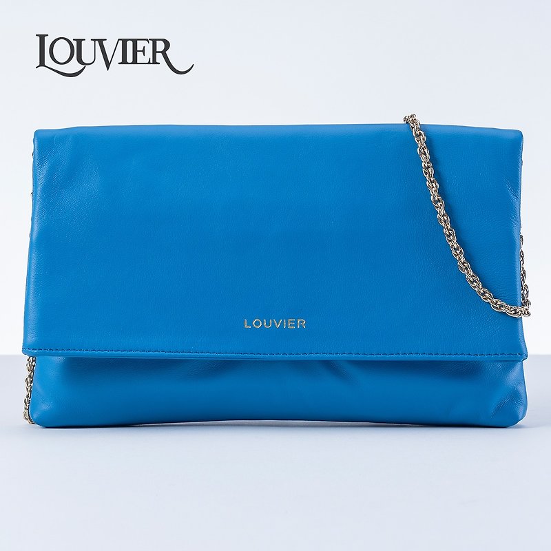 Pebble full grain lamb leather messenger evening bags could be crossbody bags - Messenger Bags & Sling Bags - Genuine Leather Blue