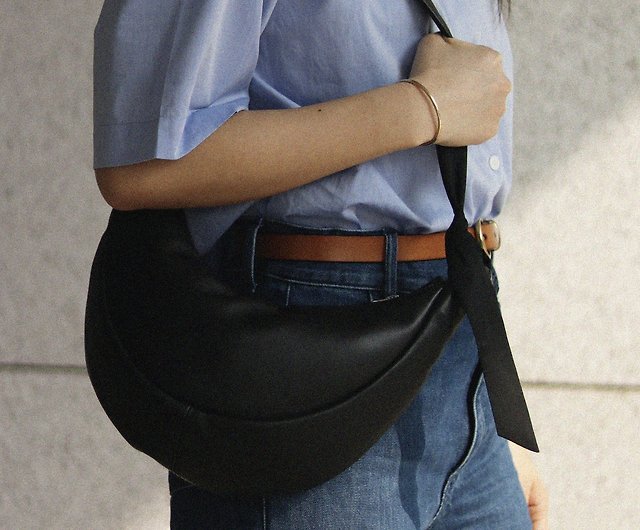 Real Sheepskin Leather Croissant Handbag Crossbody Sling Shoulder