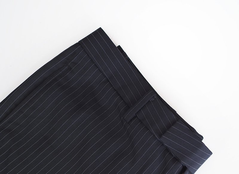 Black - striped trousers - กางเกงขายาว - ผ้าฝ้าย/ผ้าลินิน สีดำ