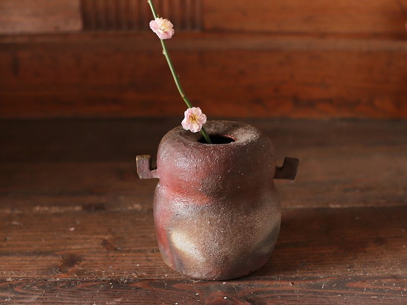 Bizen ware with ears Flower arrangement h1-035 - Pottery & Ceramics - Pottery Brown