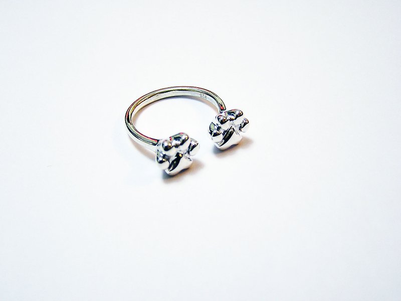 100%自家設計925純銀艔18K白金子貓系列戒指 - 戒指 - 純銀 白色
