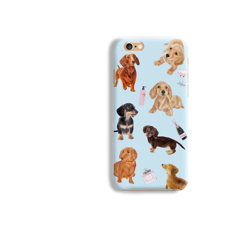 Dachshund dog Matt hard Phone Case iPhone X 8+ 7 6 S8 plus Samsung S8 S7 LG Sony - เคส/ซองมือถือ - พลาสติก ขาว