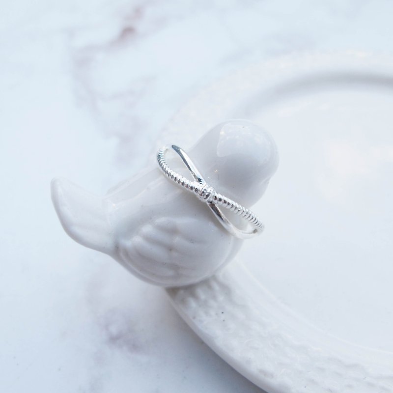 [Silver Ring] Twist Bow | Round Double Braided Ring 925 Sterling Silver Ring Tail Ring | - General Rings - Sterling Silver Silver