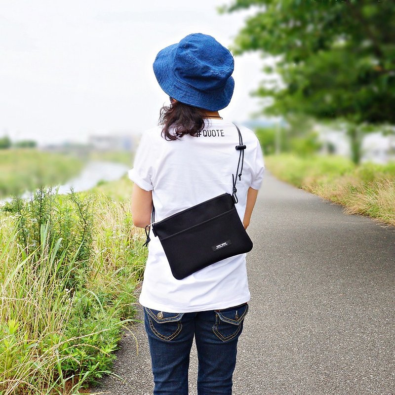 BLACK shoulder bag - Messenger Bags & Sling Bags - Cotton & Hemp Black