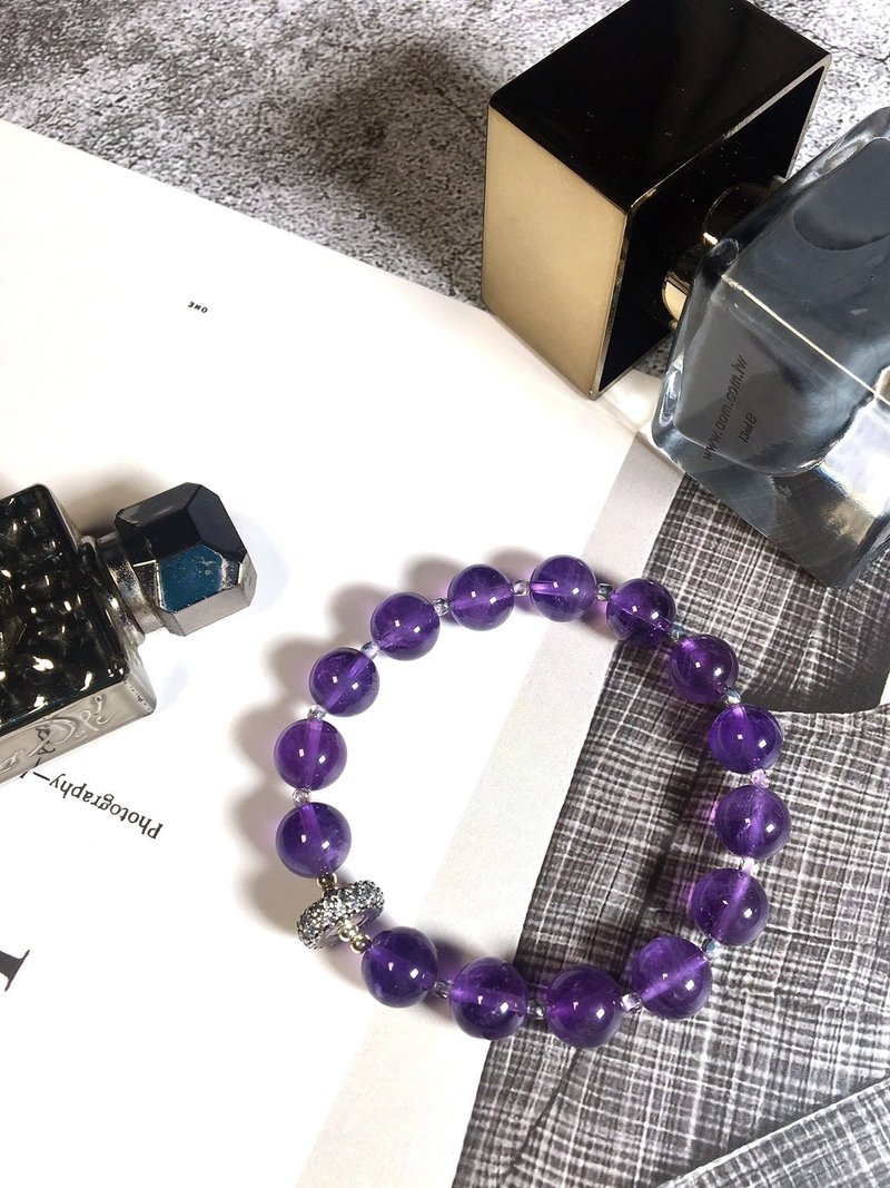 密鑲鋯石滾輪//紫水晶 - 手鍊/手環 - 水晶 紫色