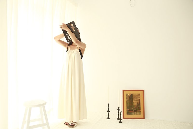 Reversible satin tie dress - beige - One Piece Dresses - Polyester Black