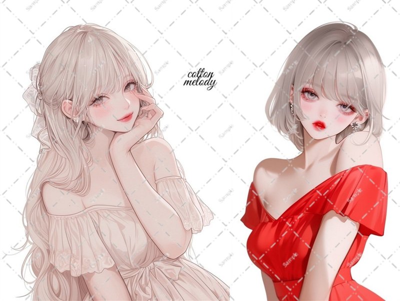 original sticker no.6353 人物ステッカー オリジナルステッカー 人物ステッカー 女の子ステッカー オリジナル人物ステッカー - 貼紙 - 紙 