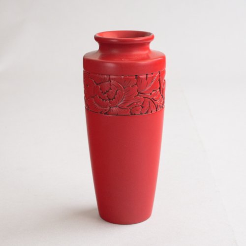 お値下げ❣️赤い漆器の大きな彫刻花瓶 ついしゅ 2025年最新】中国