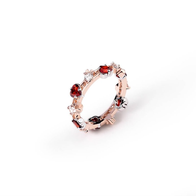Dallar Jewelry - แหวน พลอยหัวใจ Mini Love Song Ring - แหวนทั่วไป - เครื่องประดับ สีแดง