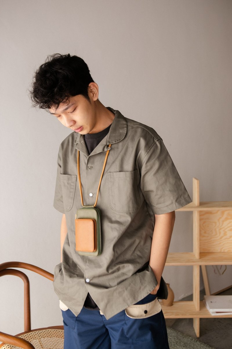 House of High กระเป๋า Mars (เขียวน้ำตาล) - กระเป๋าแมสเซนเจอร์ - หนังแท้ สีกากี