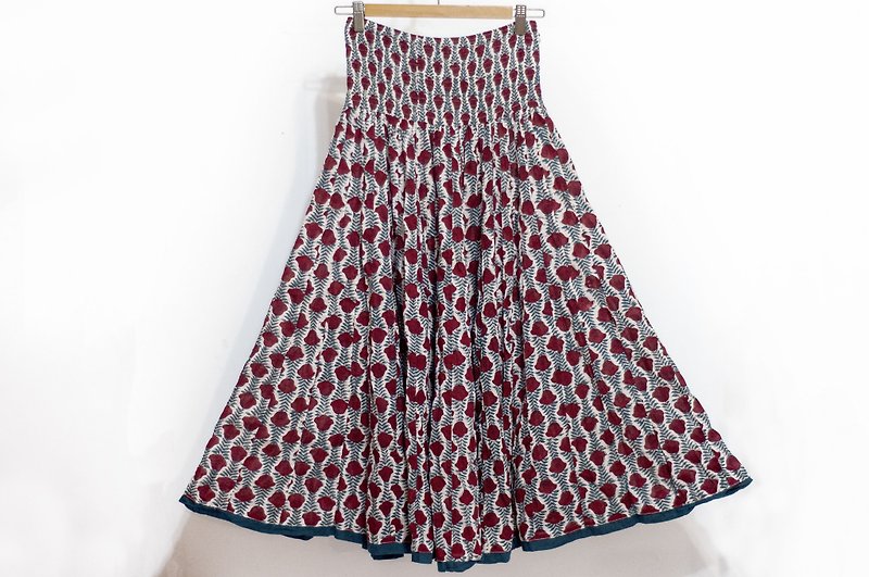 木版プリント コットン スカート インドの純綿 52 ピース スカート ブロックプリント 木版プリント ロングスカート-花 - スカート - コットン・麻 多色