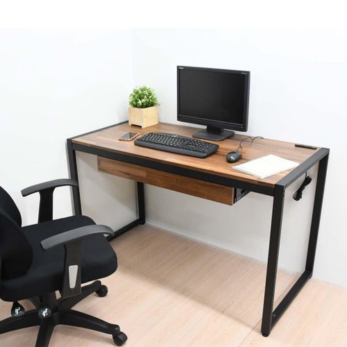 Industrial style computer desk desk work desk 128 cm charging socket