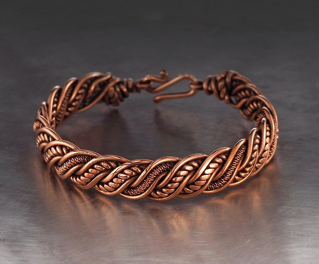 Wire wrapped copper bracelet / Unique stranded wire jewelry Wire