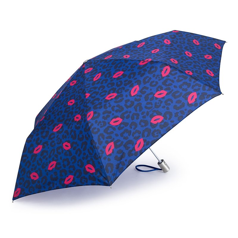 超輕防風抗UV自動傘 - 豹紋X紅唇 - 雨傘/雨衣 - 防水材質 藍色