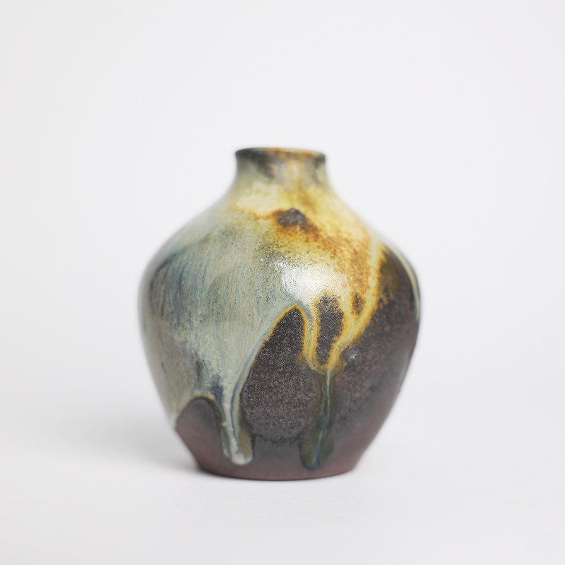 明芽窯 l 柴燒灰釉鐵斑花器 蒐藏品 陶器 陶藝品 小花器 T - 花瓶/花器 - 陶 