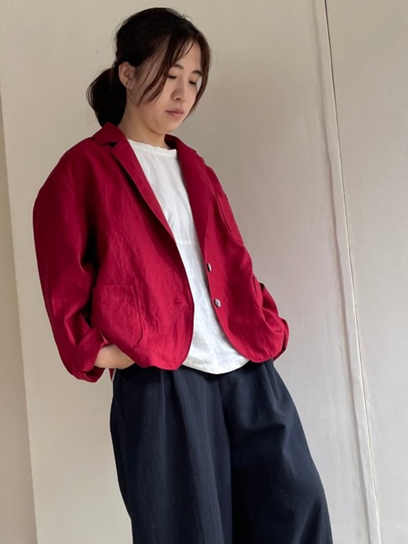 Spencer Tailored Jacket Red - เสื้อแจ็คเก็ต - ผ้าฝ้าย/ผ้าลินิน 