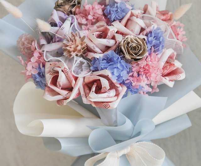 Wealthy banknotes bouquet (real banknotes remitted separately) Wealthy  flowers real banknotes gift birthday gift - Shop flowflow1314 Dried Flowers  & Bouquets - Pinkoi