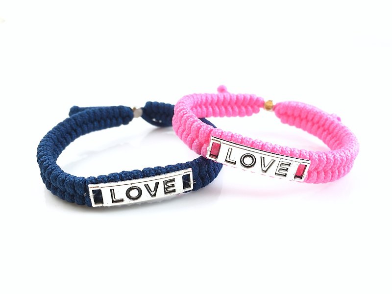 Valentine's flagship product - LOVE [Love] hand rope combination together away! (Deep blue & pink) - Bracelets - Cotton & Hemp Multicolor